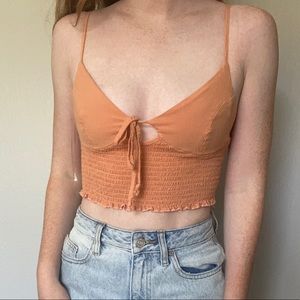 PACSUN orange front tie bustier top